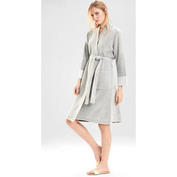 NATORI  Nirvana Brushed Terry Robe Wrap Heather Gray Women's Small Soft Cozy - Picture 1 of 16